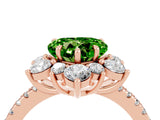 Rose gold Heart Cut Cut Diamond Floral Halo Pave Band with Prong Setting_4