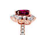 Rose gold Heart Cut Cut Diamond Floral Halo Pave Band with Prong Setting_5