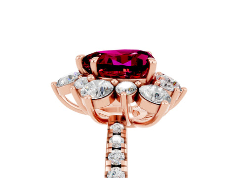 Rose gold Heart Cut Cut Diamond Floral Halo Pave Band with Prong Setting_5