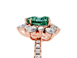Rose gold Heart Cut Cut Diamond Floral Halo Pave Band with Prong Setting_5