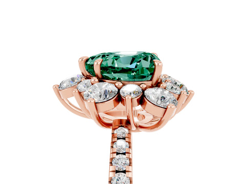 Rose gold Heart Cut Cut Diamond Floral Halo Pave Band with Prong Setting_5