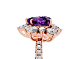 Rose gold Heart Cut Cut Diamond Floral Halo Pave Band with Prong Setting_5