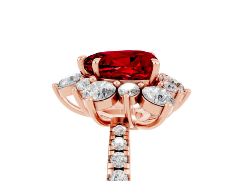 Rose gold Heart Cut Cut Diamond Floral Halo Pave Band with Prong Setting_5