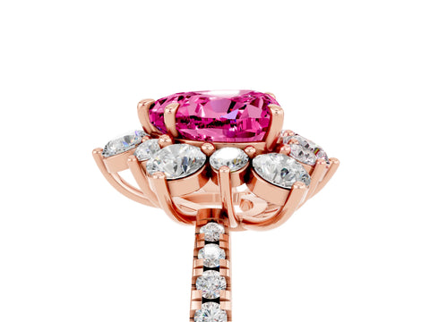 Rose gold Heart Cut Cut Diamond Floral Halo Pave Band with Prong Setting_5