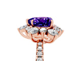 Rose gold Heart Cut Cut Diamond Floral Halo Pave Band with Prong Setting_5