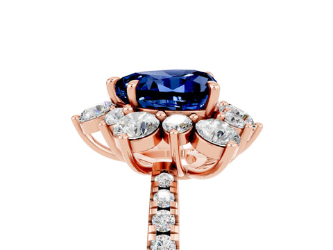 Rose gold Heart Cut Cut Diamond Floral Halo Pave Band with Prong Setting_5
