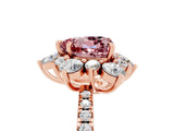 Rose gold Heart Cut Cut Diamond Floral Halo Pave Band with Prong Setting_5