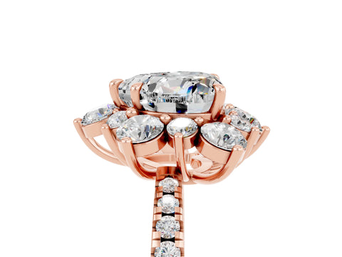 Rose gold Heart Cut Cut Diamond Floral Halo Pave Band with Prong Setting_5