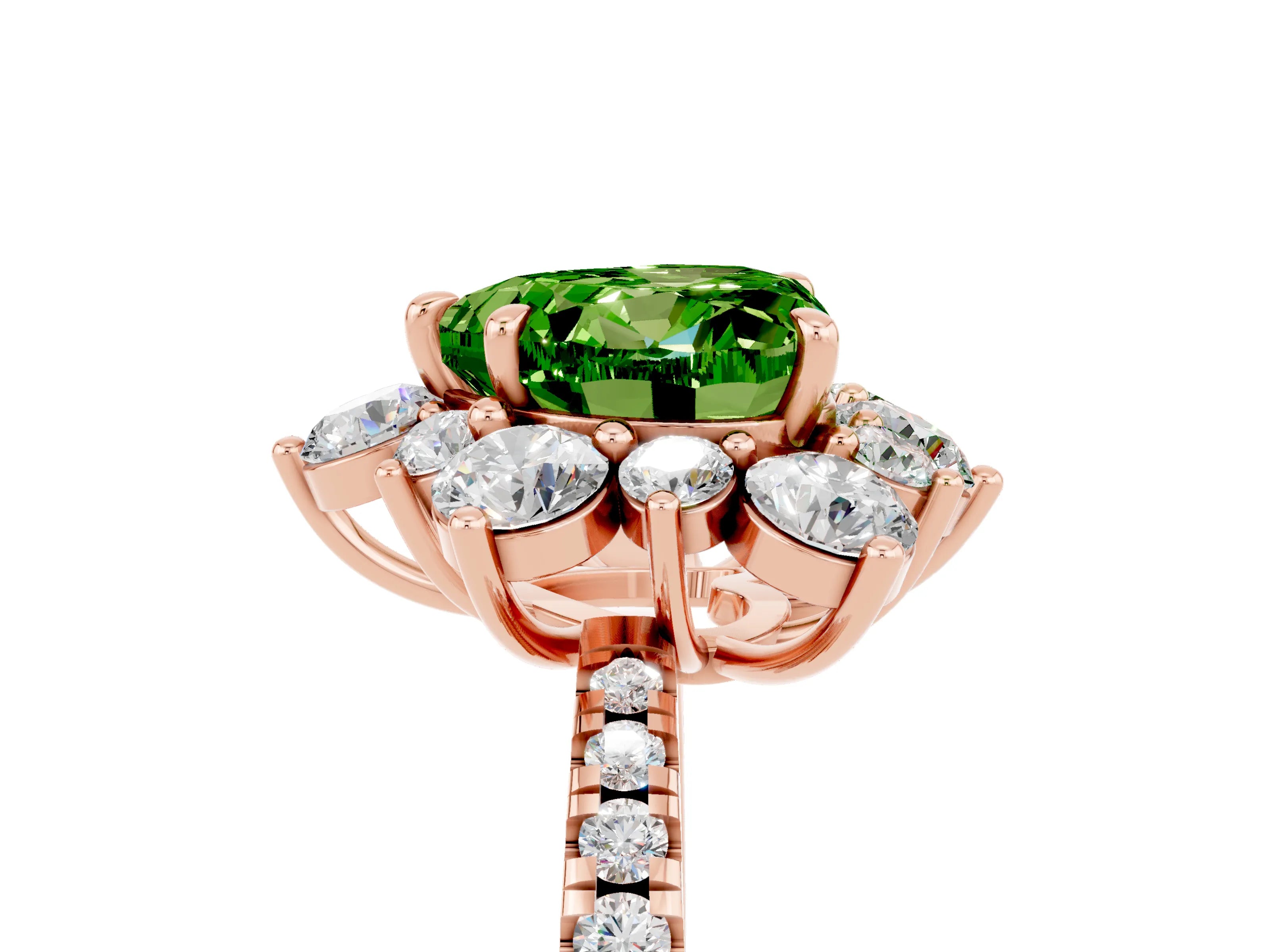 Rose gold Heart Cut Cut Diamond Floral Halo Pave Band with Prong Setting_5