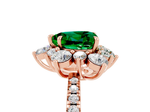 Rose gold Heart Cut Cut Diamond Floral Halo Pave Band with Prong Setting_5