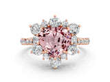 Rose gold Heart Cut Cut Diamond Floral Halo Pave Band with Prong Setting