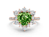 Rose gold Heart Cut Cut Diamond Floral Halo Pave Band with Prong Setting