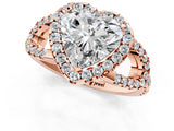 Rose gold Heart Cut Cut Diamond Halo Engagement Ring with Open Split Pavé Band_10