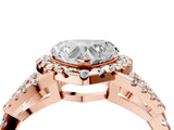 Rose gold Heart Cut Cut Diamond Halo Engagement Ring with Open Split Pavé Band_13