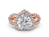 Rose gold Heart Cut Cut Diamond Halo Engagement Ring with Open Split Pavé Band_9