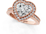 Rose gold Heart Cut-Cut Diamond Halo Engagement Ring with Pave Band and Prong Setting_10