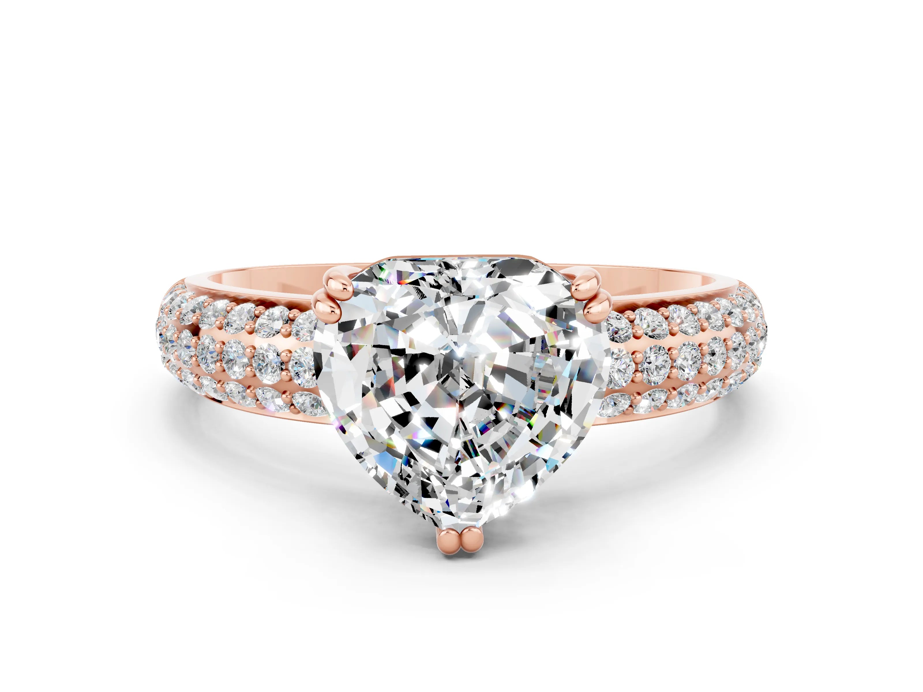 Rose gold Heart Cut Cut Diamond Milgrain Marquise Band with Prong Setting