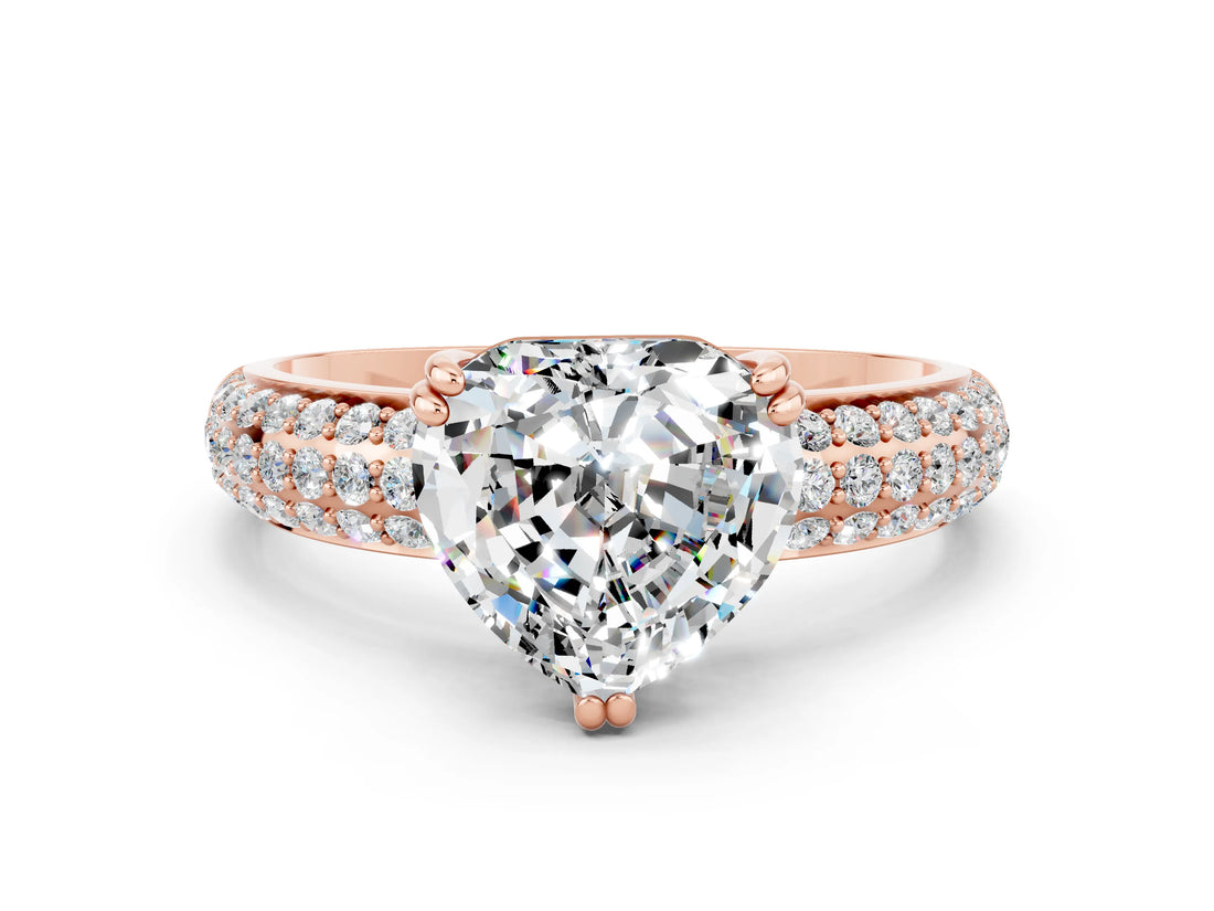 Rose gold Heart Cut Cut Diamond Milgrain Marquise Band with Prong Setting
