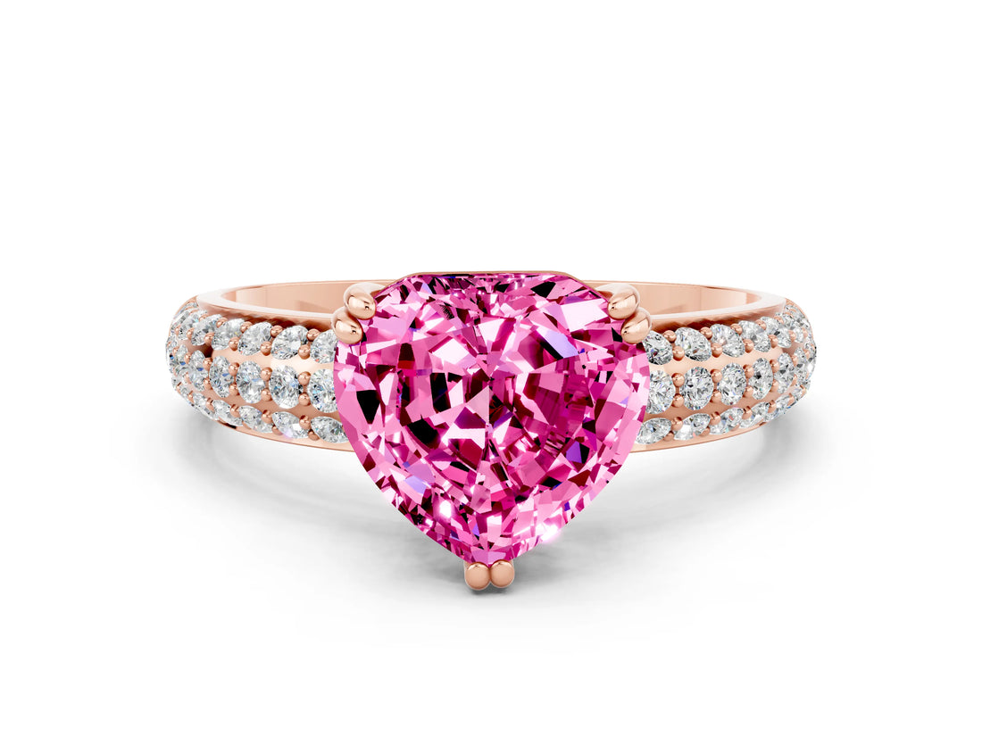 Rose gold Heart Cut Cut Diamond Milgrain Marquise Band with Prong Setting