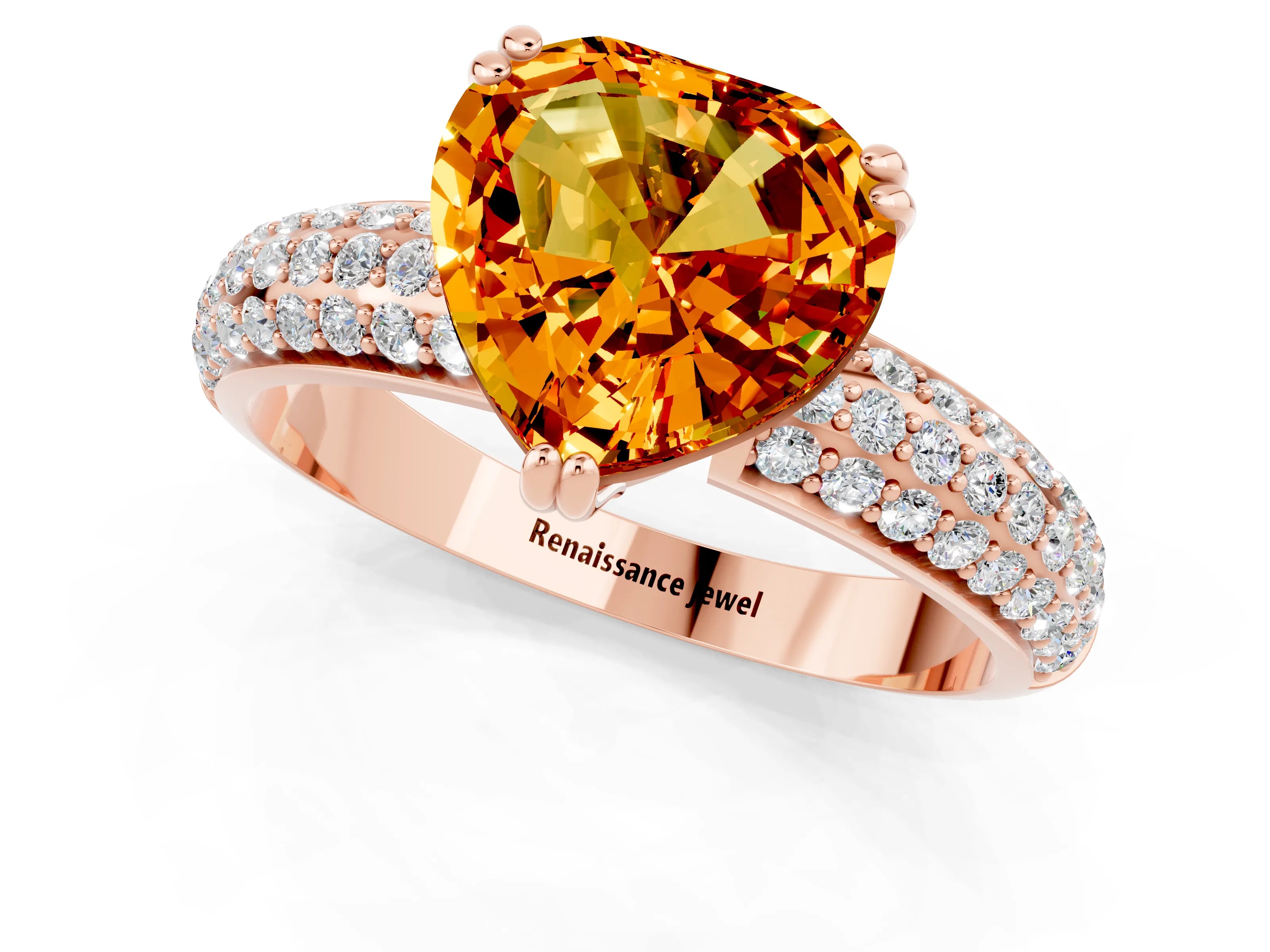 Rose gold Heart Cut Cut Diamond Milgrain Marquise Band with Prong Setting_1