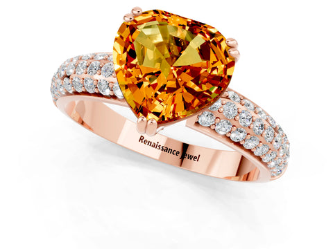 Rose gold Heart Cut Cut Diamond Milgrain Marquise Band with Prong Setting_1