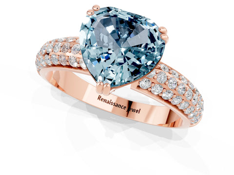 Rose gold Heart Cut Cut Diamond Milgrain Marquise Band with Prong Setting_1