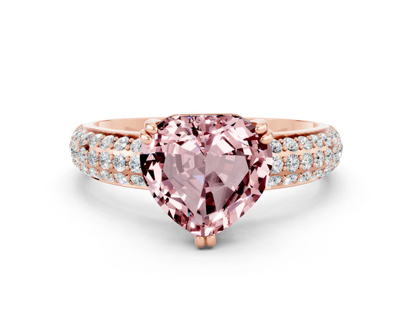 Rose gold Heart Cut Cut Diamond Milgrain Marquise Band with Prong Setting