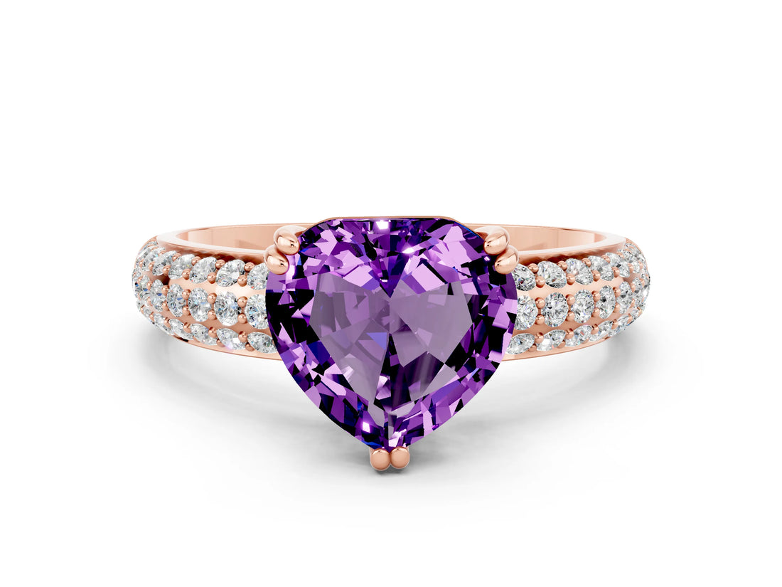Rose gold Heart Cut Cut Diamond Milgrain Marquise Band with Prong Setting