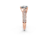 Rose gold Heart Cut Cut Diamond Milgrain Marquise Band with Prong Setting_2