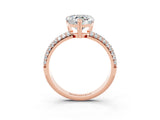 Rose gold Heart Cut Cut Diamond Milgrain Marquise Band with Prong Setting_3
