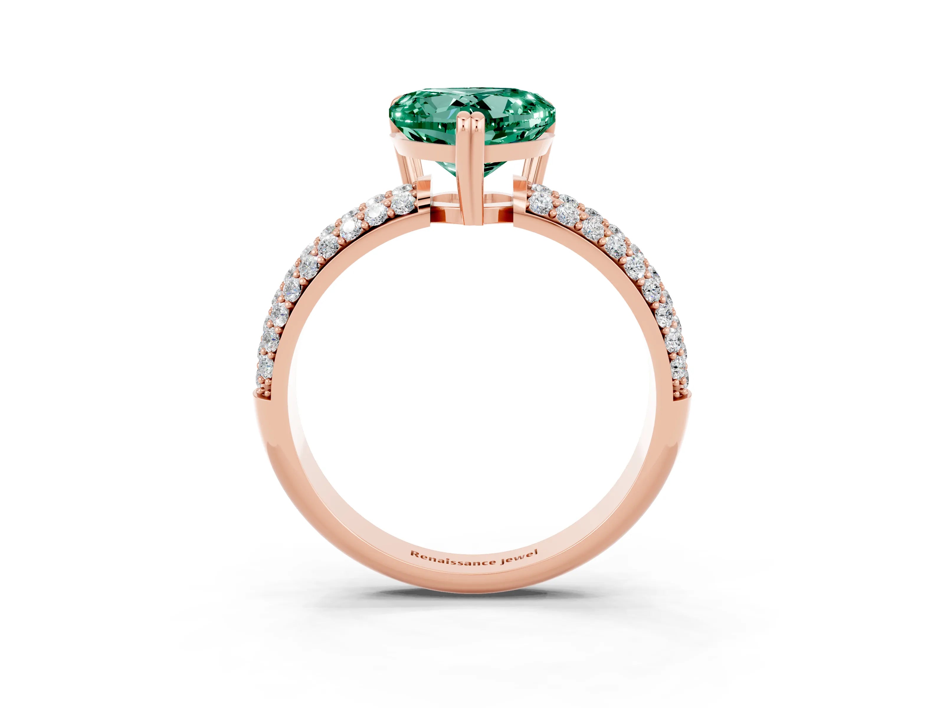 Rose gold Heart Cut Cut Diamond Milgrain Marquise Band with Prong Setting_3