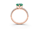 Rose gold Heart Cut Cut Diamond Milgrain Marquise Band with Prong Setting_3