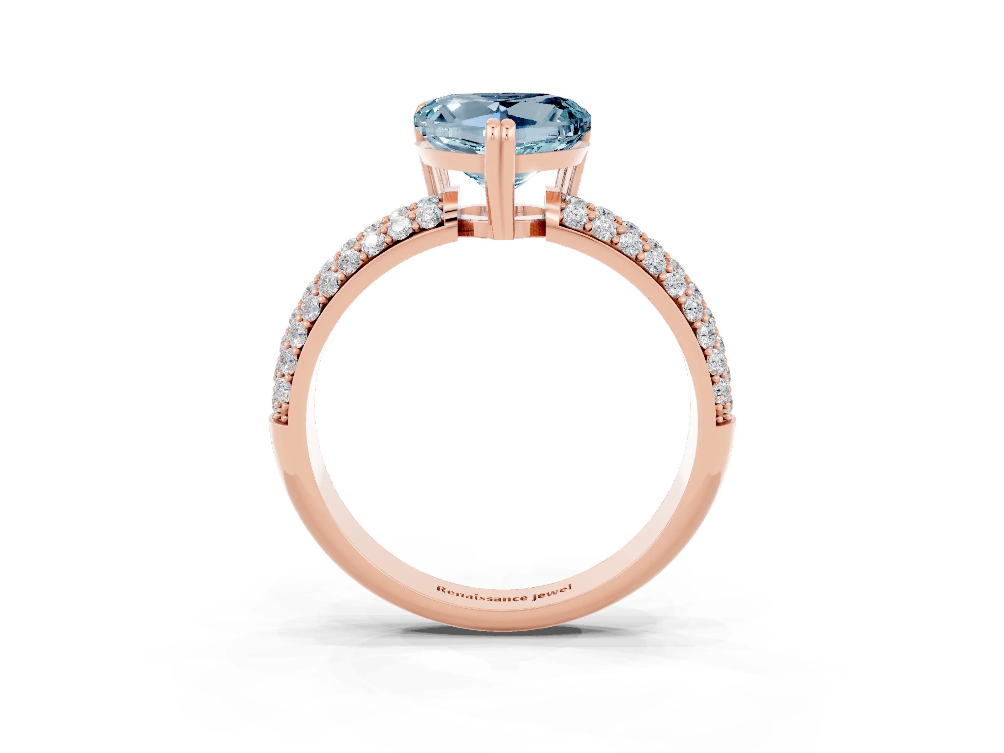 Rose gold Heart Cut Cut Diamond Milgrain Marquise Band with Prong Setting_3