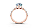 Rose gold Heart Cut Cut Diamond Milgrain Marquise Band with Prong Setting_3