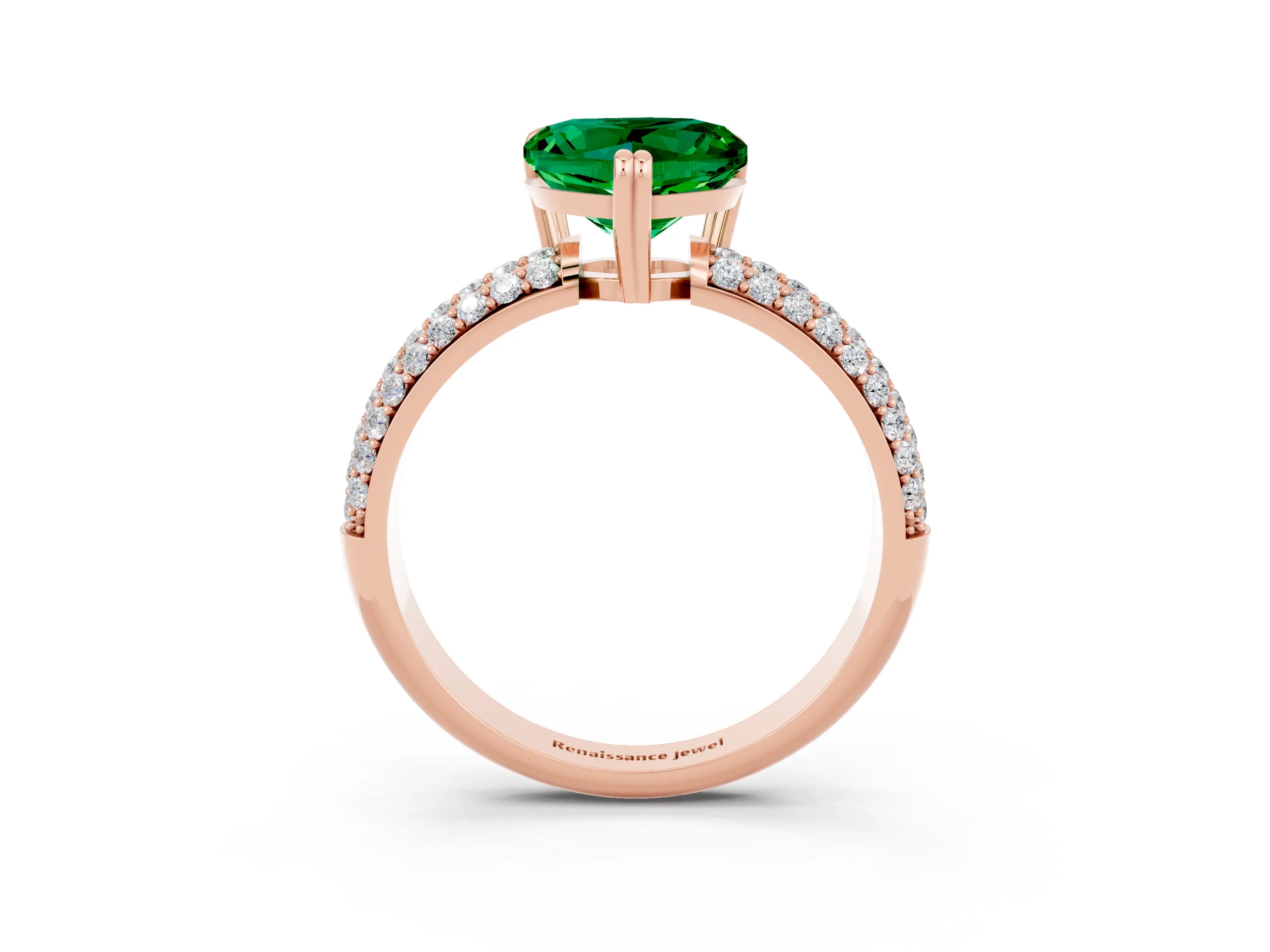Rose gold Heart Cut Cut Diamond Milgrain Marquise Band with Prong Setting_3