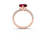 Rose gold Heart Cut Cut Diamond Milgrain Marquise Band with Prong Setting_3
