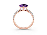 Rose gold Heart Cut Cut Diamond Milgrain Marquise Band with Prong Setting_3