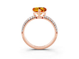 Rose gold Heart Cut Cut Diamond Milgrain Marquise Band with Prong Setting_3