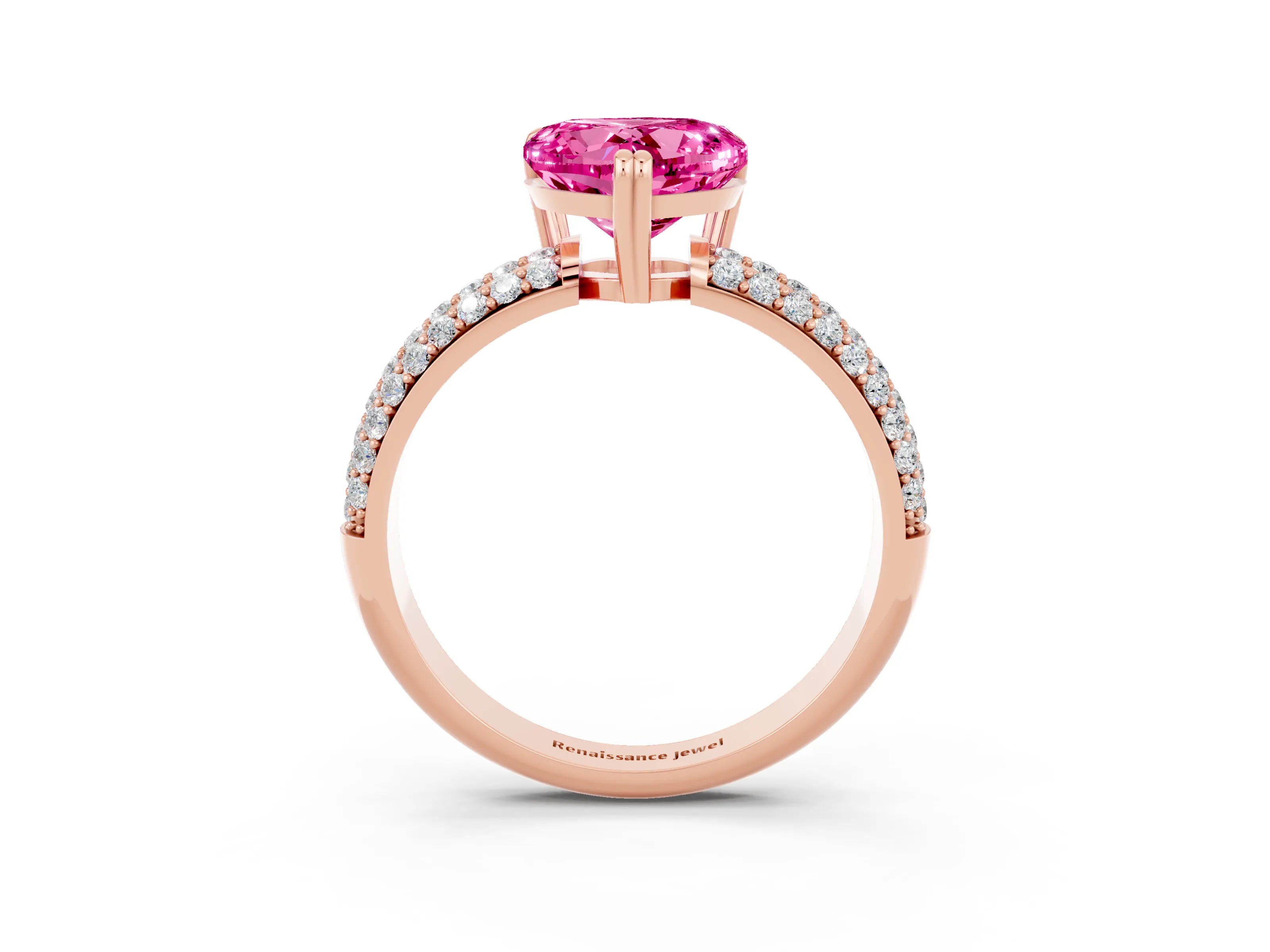 Rose gold Heart Cut Cut Diamond Milgrain Marquise Band with Prong Setting_3