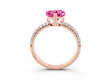 Rose gold Heart Cut Cut Diamond Milgrain Marquise Band with Prong Setting_3