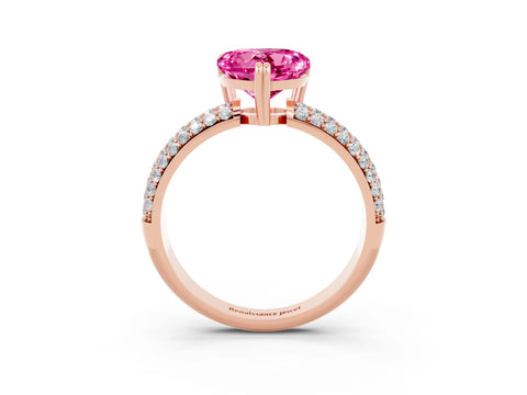 Rose gold Heart Cut Cut Diamond Milgrain Marquise Band with Prong Setting_3