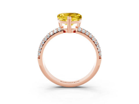 Rose gold Heart Cut Cut Diamond Milgrain Marquise Band with Prong Setting_3