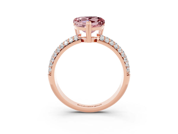 Rose gold Heart Cut Cut Diamond Milgrain Marquise Band with Prong Setting