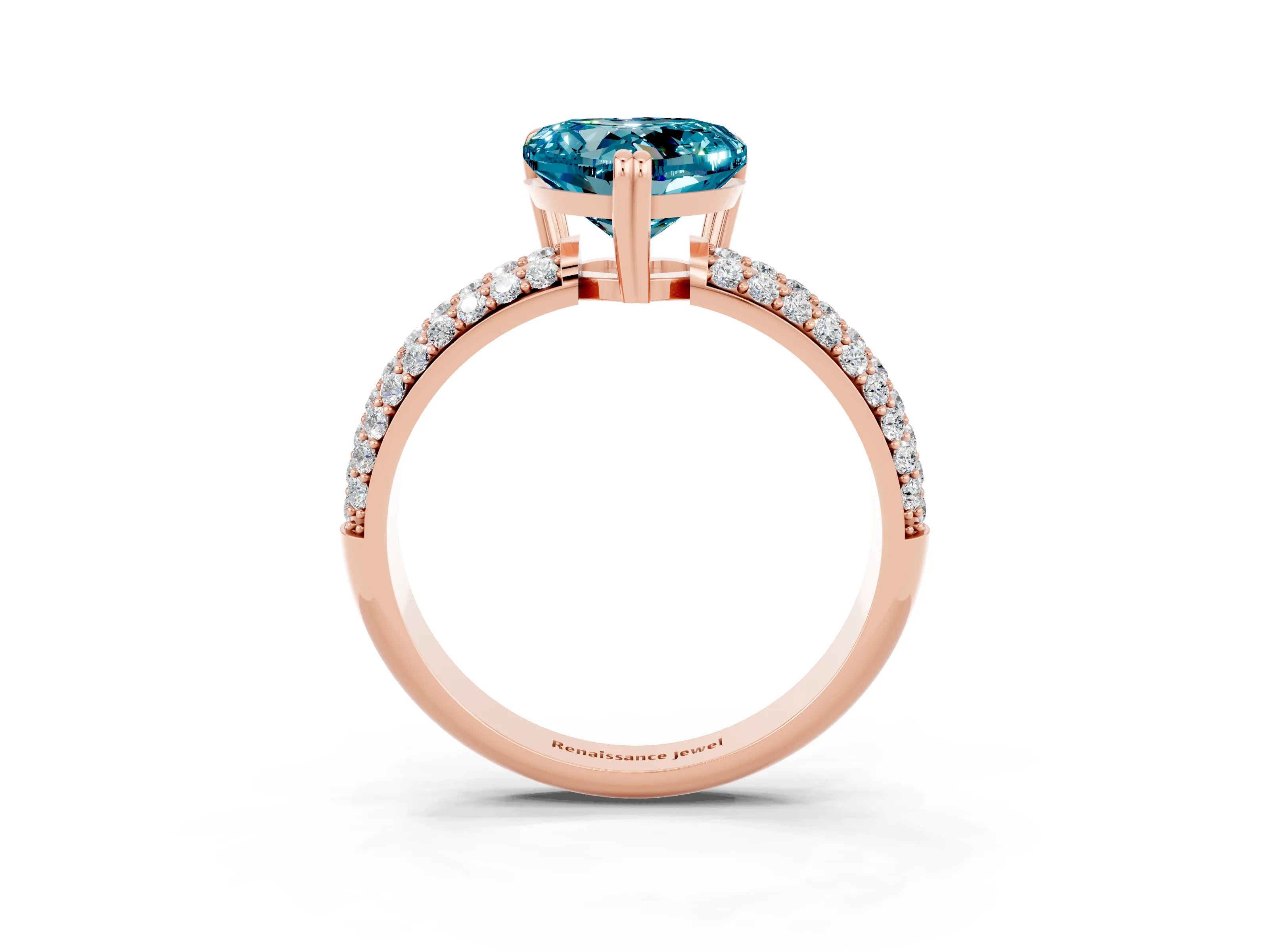 Rose gold Heart Cut Cut Diamond Milgrain Marquise Band with Prong Setting_3