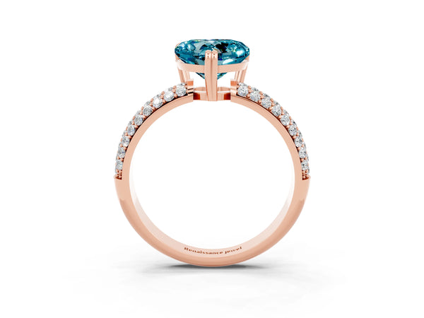 Rose gold Heart Cut Cut Diamond Milgrain Marquise Band with Prong Setting