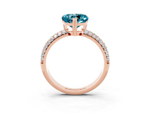 Rose gold Heart Cut Cut Diamond Milgrain Marquise Band with Prong Setting_3