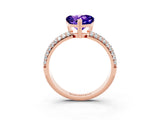 Rose gold Heart Cut Cut Diamond Milgrain Marquise Band with Prong Setting_3