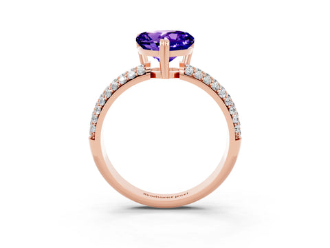 Rose gold Heart Cut Cut Diamond Milgrain Marquise Band with Prong Setting_3