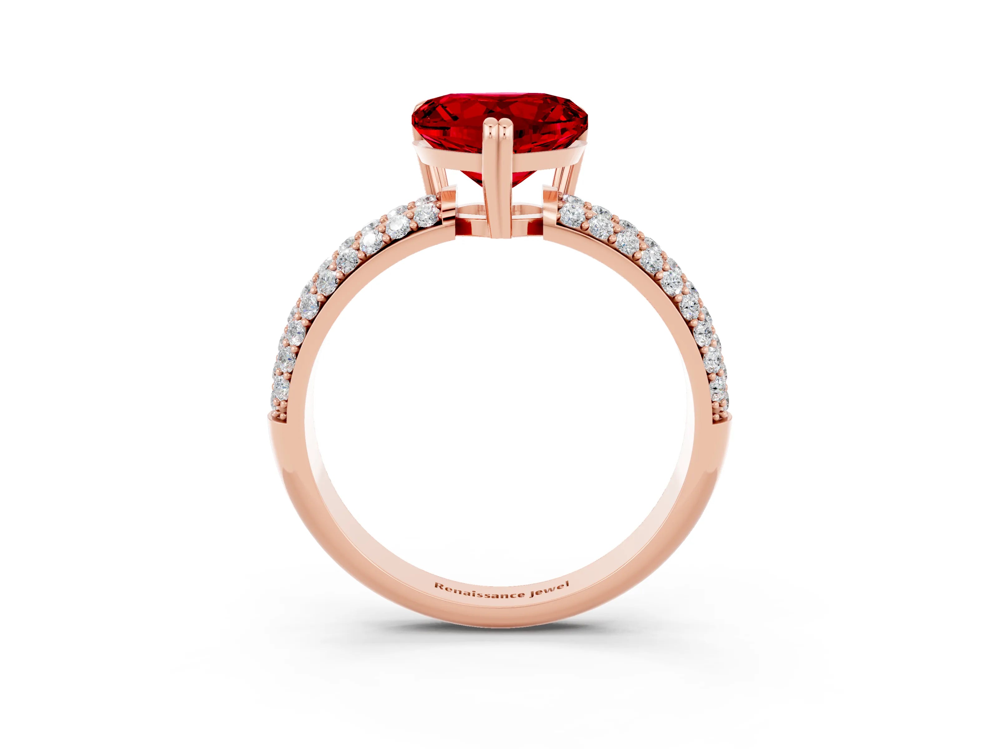 Rose gold Heart Cut Cut Diamond Milgrain Marquise Band with Prong Setting_3