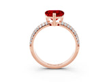 Rose gold Heart Cut Cut Diamond Milgrain Marquise Band with Prong Setting_3